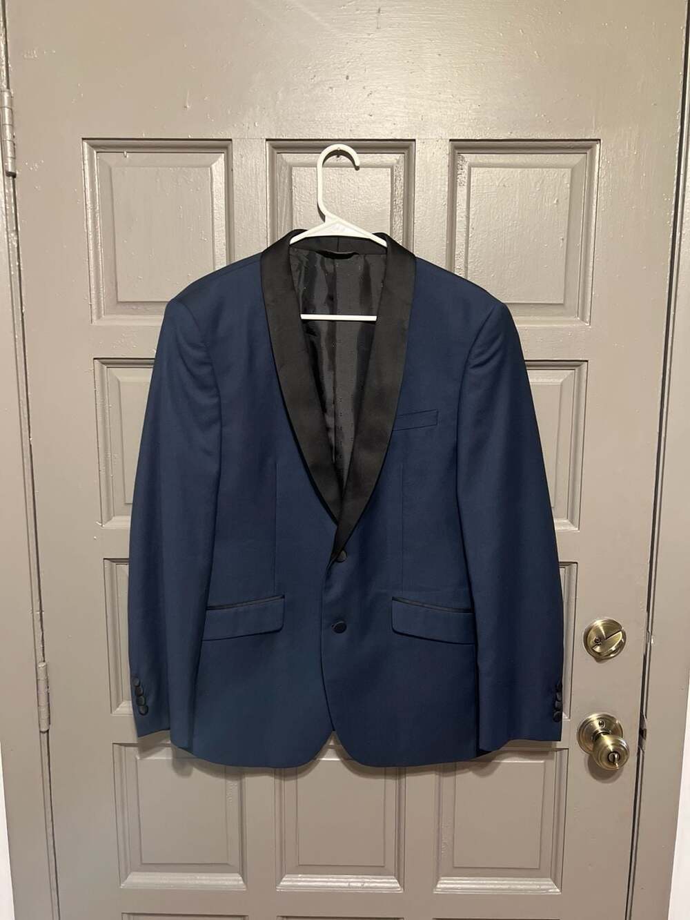 Profile Black Slim Fit Navy Blue Tuxedo Jacket with Shawl Lapel Size 38R